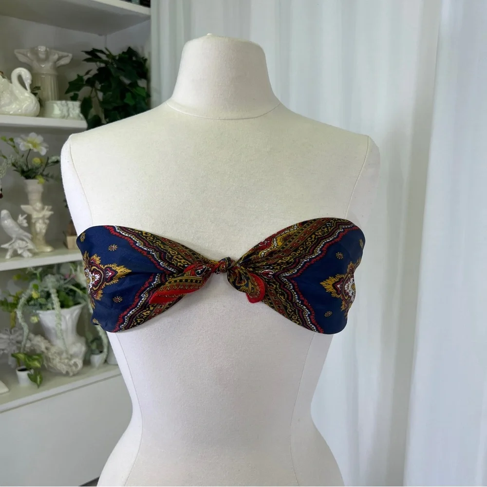 Vintage 90s Classic Tapestry Paisley Style Scarf Top - Picture 10 of 10